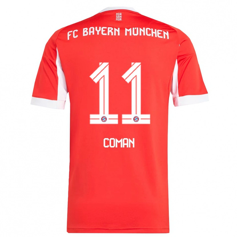 Danxen Dámské Kingsley Coman #11 Červená Bílá Domů Hráčské Dresy 2025/26 Dres