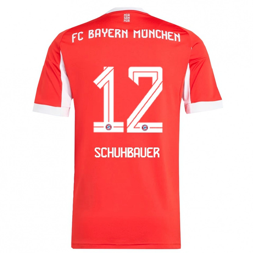 Danxen Dámské Maximilian Schuhbauer #12 Červená Bílá Domů Hráčské Dresy 2025/26 Dres