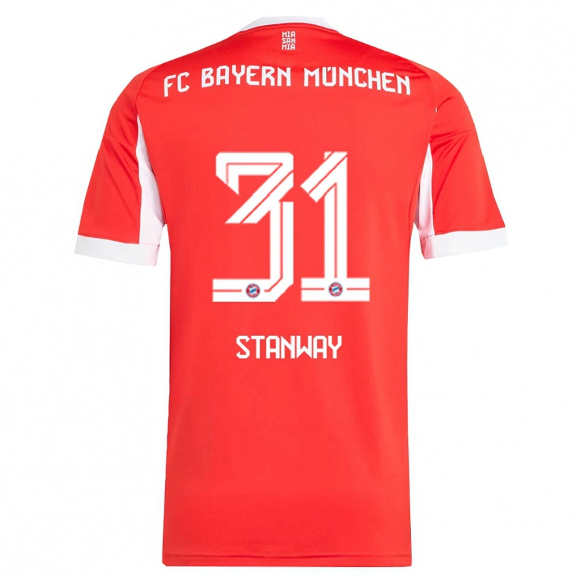 Danxen Dámské Georgia Stanway #31 Červená Bílá Domů Hráčské Dresy 2025/26 Dres
