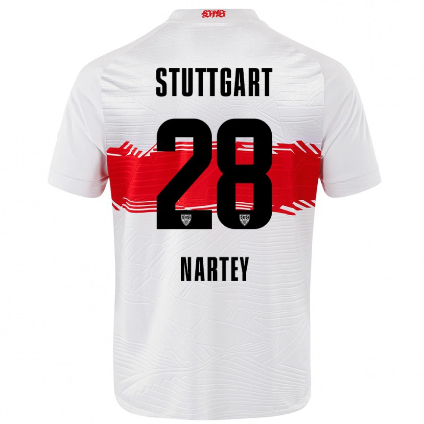 Danxen Dámské Nikolas Nartey #28 Bílá Červená Domů Hráčské Dresy 2025/26 Dres