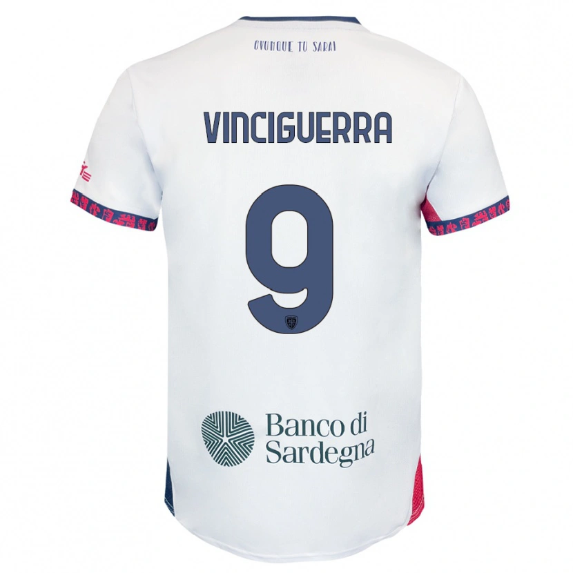 Danxen Dámské Alessandro Vinciguerra #9 Bílá Námořnická Modř Červená Daleko Hráčské Dresy 2025/26 Dres