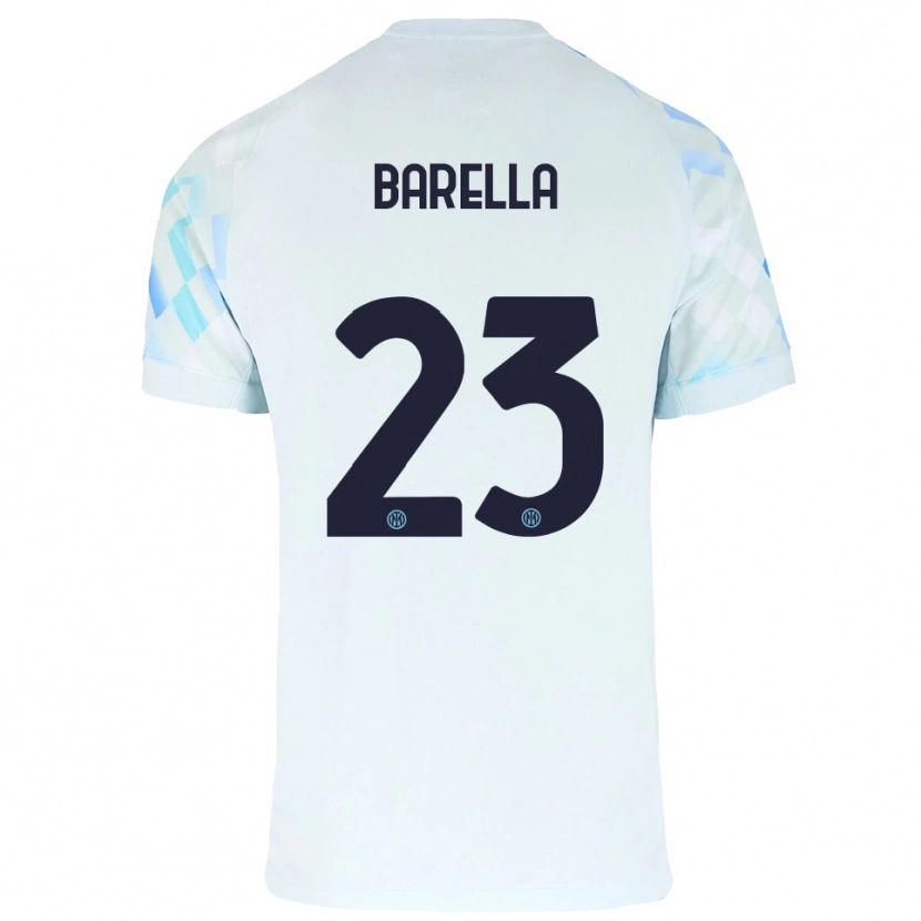 Danxen Dámské Nicolò Barella #23 Bílá Modrá Daleko Hráčské Dresy 2025/26 Dres
