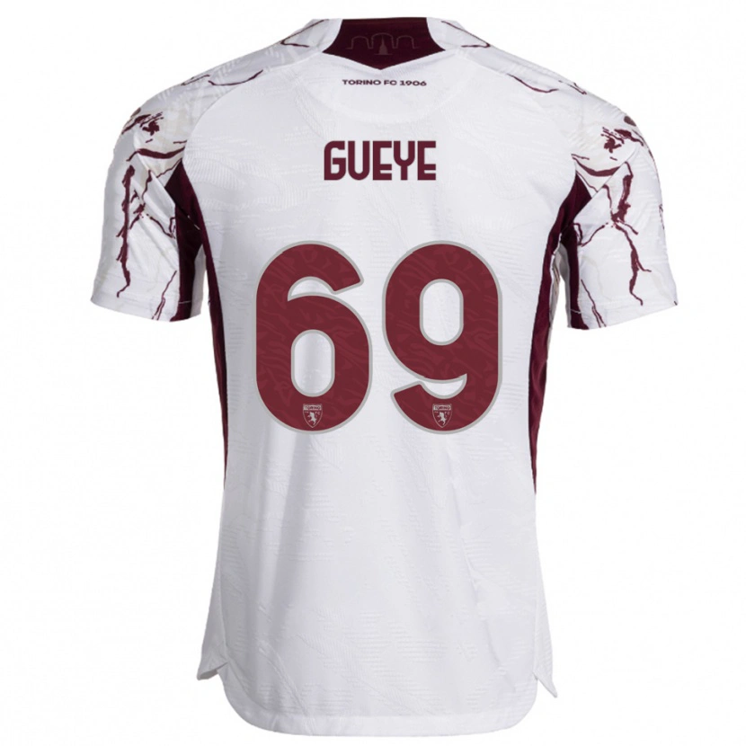 Danxen Dámské Ousmane Gueye #69 Bílá Burgundská Daleko Hráčské Dresy 2025/26 Dres