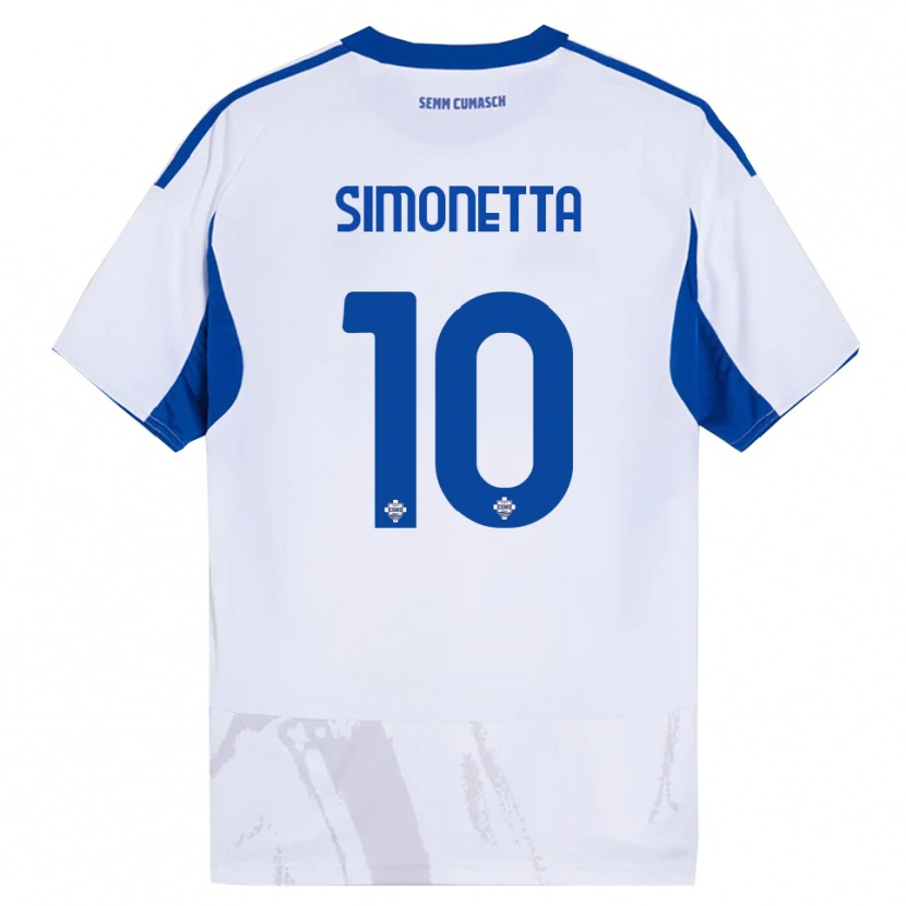 Danxen Dámské Jacopo Simonetta #10 Bílá Modrá Daleko Hráčské Dresy 2025/26 Dres