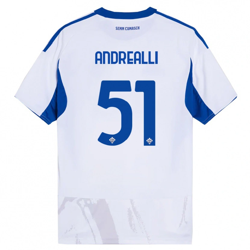 Danxen Dámské Francesco Andrealli #51 Bílá Modrá Daleko Hráčské Dresy 2025/26 Dres
