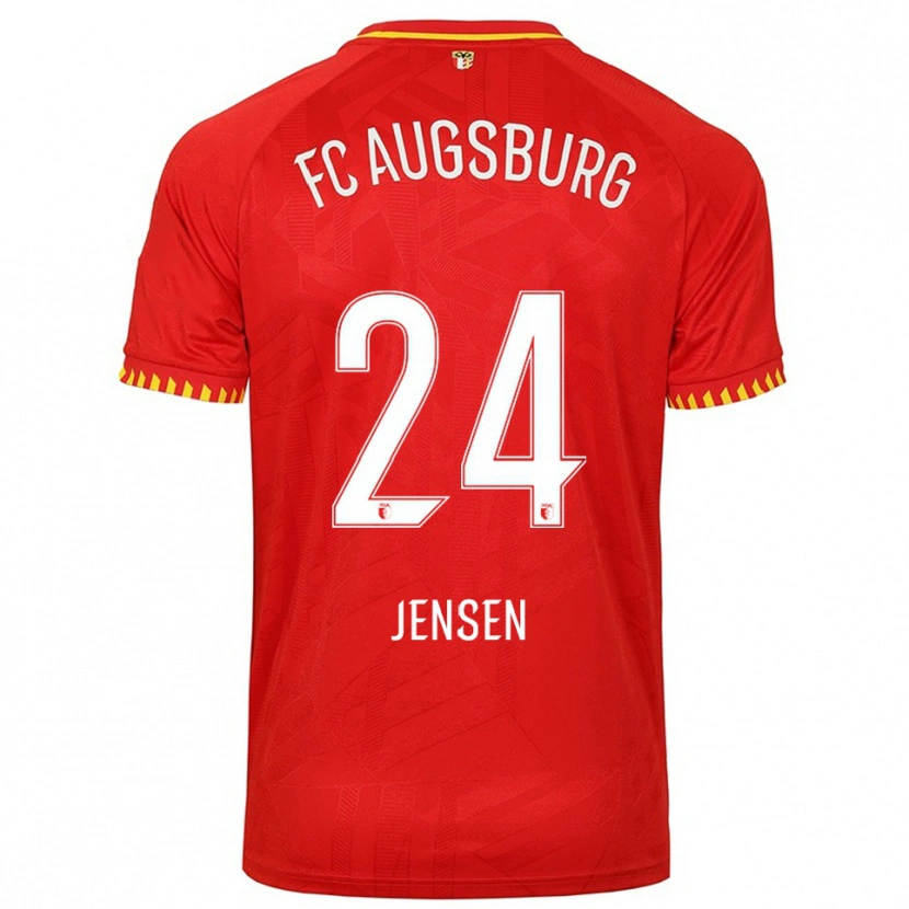 Danxen Dámské Fredrik Jensen #24 Červená Žlutá Daleko Hráčské Dresy 2025/26 Dres