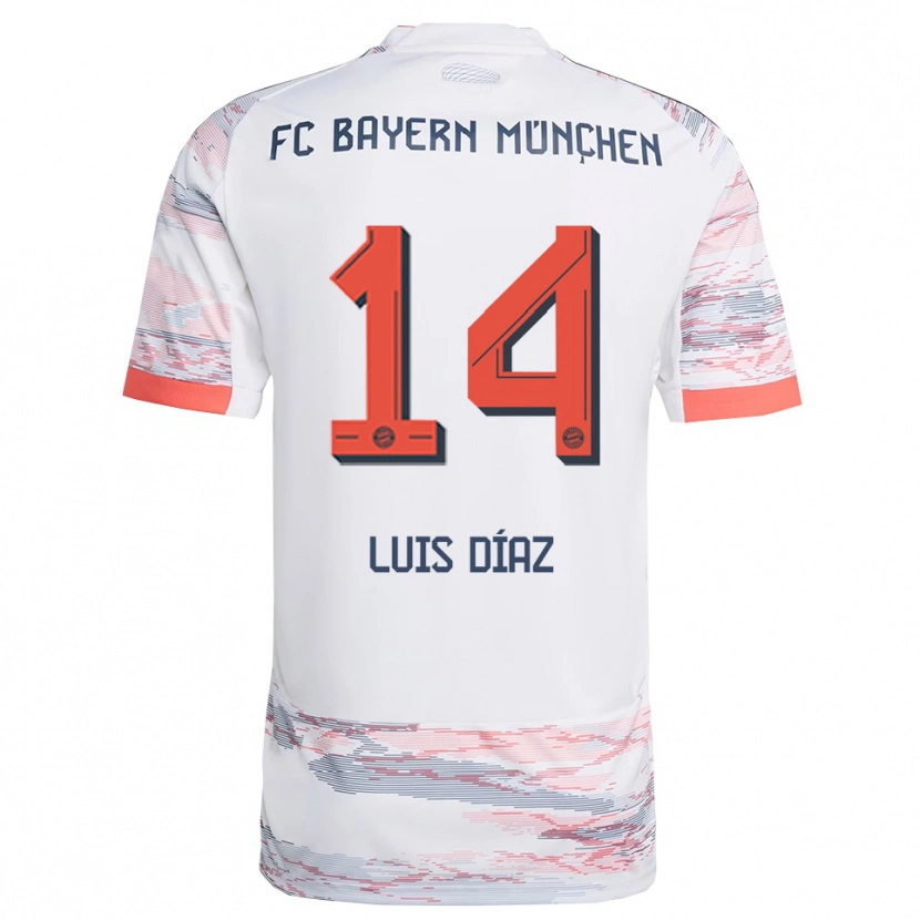 Danxen Dámské Luis Díaz #14 Bílá Šedá Daleko Hráčské Dresy 2025/26 Dres