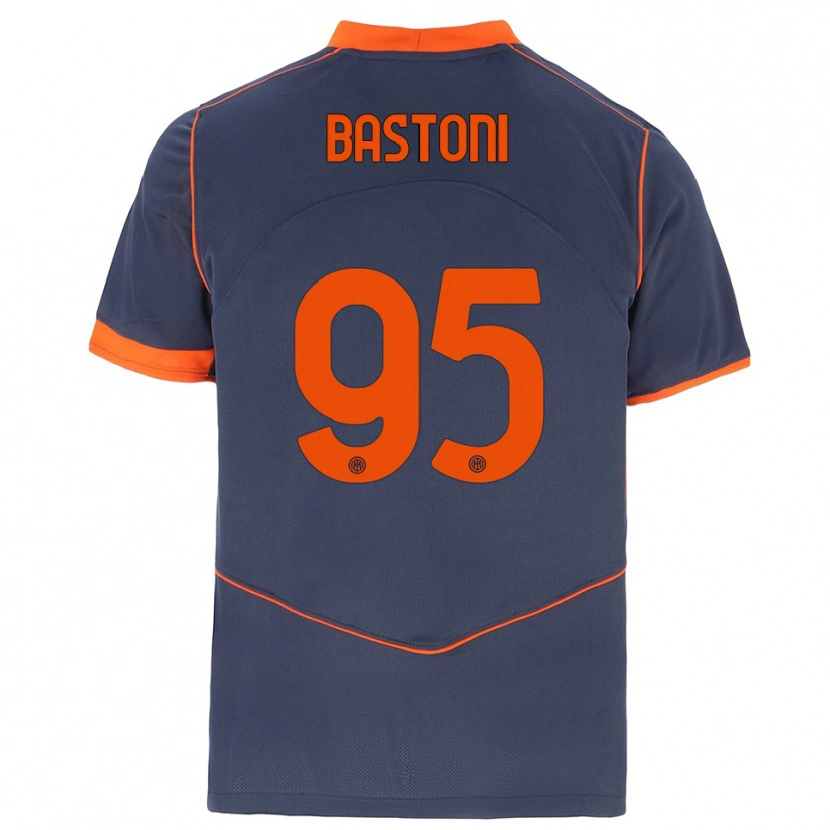 Danxen Dámské Alessandro Bastoni #95 Šedá Oranžová Třetí Hráčské Dresy 2025/26 Dres