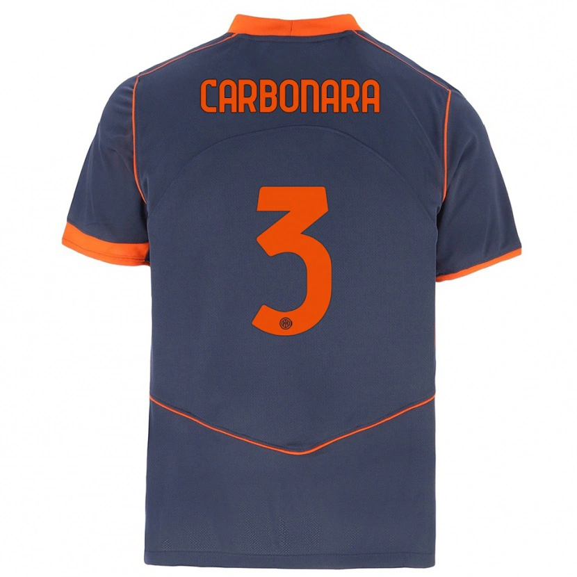 Danxen Dámské Matteo Carbonara #3 Šedá Oranžová Třetí Hráčské Dresy 2025/26 Dres