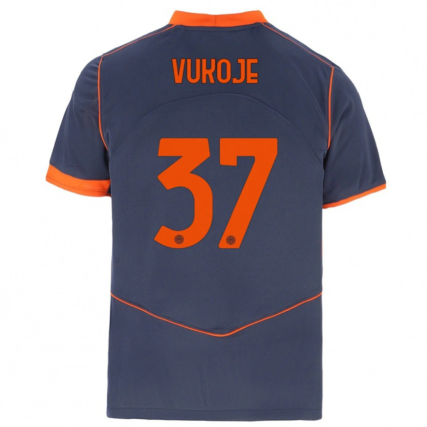 Danxen Dámské Andrija Vukoje #37 Šedá Oranžová Třetí Hráčské Dresy 2025/26 Dres
