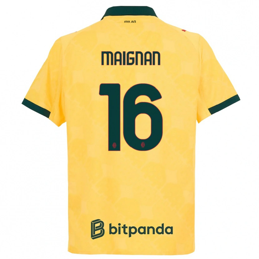 Danxen Dámské Mike Maignan #16 Žlutá Černá Třetí Hráčské Dresy 2025/26 Dres