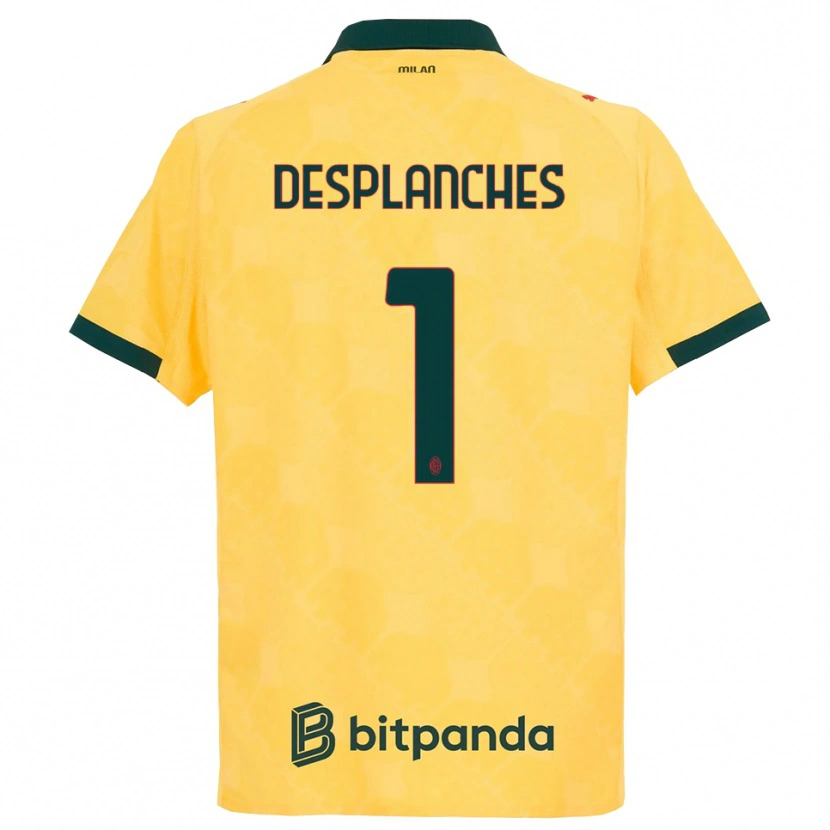 Danxen Dámské Sebastiano Desplanches #1 Žlutá Černá Třetí Hráčské Dresy 2025/26 Dres