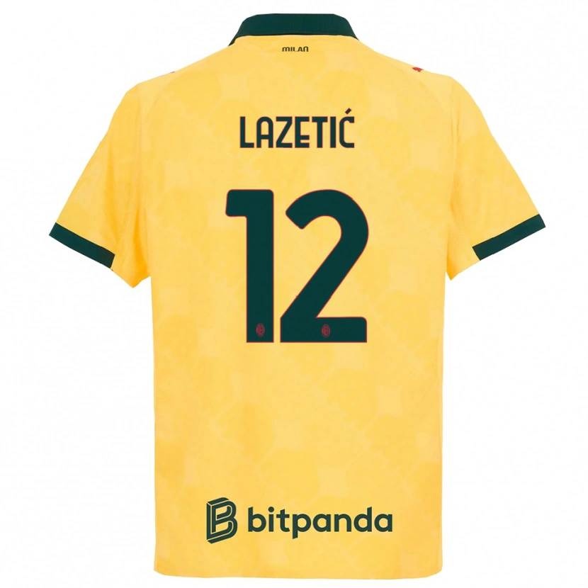 Danxen Dámské Marko Lazetić #12 Žlutá Černá Třetí Hráčské Dresy 2025/26 Dres