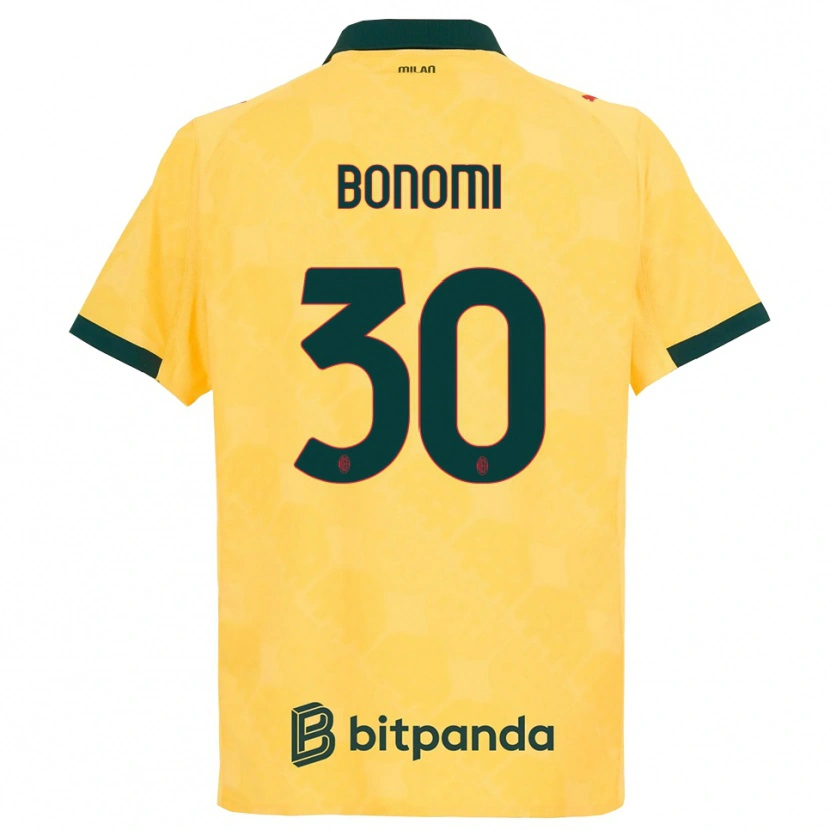 Danxen Dámské Alessandro Bonomi #30 Žlutá Černá Třetí Hráčské Dresy 2025/26 Dres