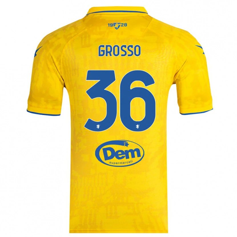 Danxen Dětské Filippo Grosso #36 Žlutomodrá Domů Hráčské Dresy 2025/26 Dres