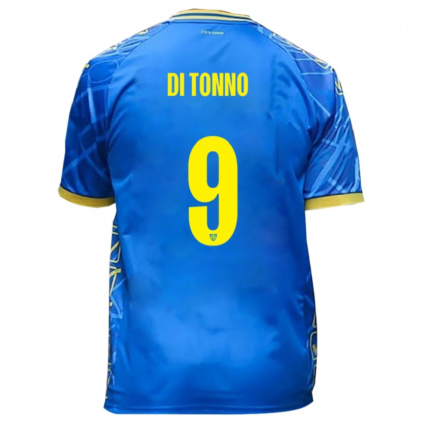 Danxen Dětské Edoardo Di Tonno #9 Nebeská Modrá Žlutá Domů Hráčské Dresy 2025/26 Dres