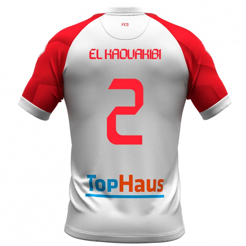 Danxen Dětské Hamza El Kaouakibi #2 Bílá Červená Domů Hráčské Dresy 2025/26 Dres