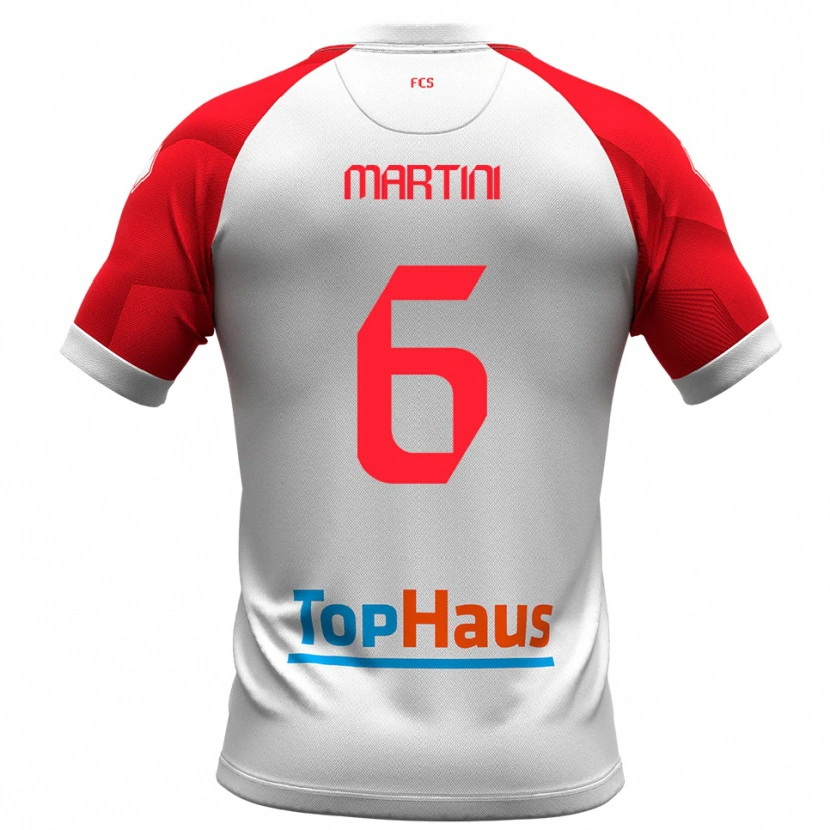 Danxen Dětské Jacopo Martini #6 Bílá Červená Domů Hráčské Dresy 2025/26 Dres