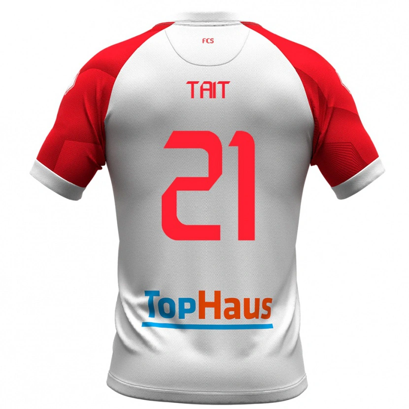 Danxen Dětské Fabian Tait #21 Bílá Červená Domů Hráčské Dresy 2025/26 Dres