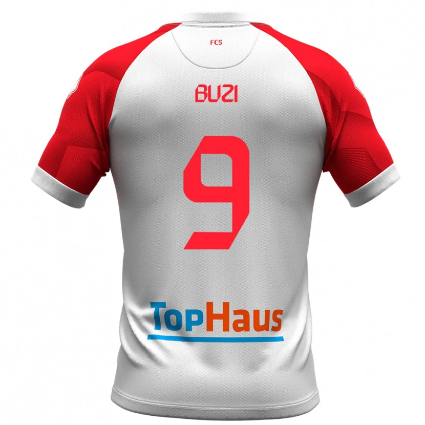 Danxen Dětské Luis Buzi #9 Bílá Červená Domů Hráčské Dresy 2025/26 Dres