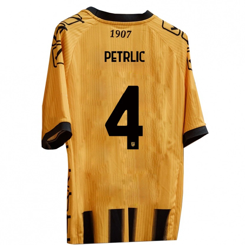 Danxen Dětské Vincenzo Petrlic #4 Žlutá Černá Domů Hráčské Dresy 2025/26 Dres
