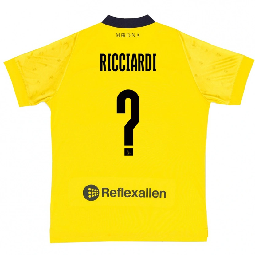 Danxen Dětské Francesco Ricciardi #0 Žlutá Tmavě Modrá Domů Hráčské Dresy 2025/26 Dres