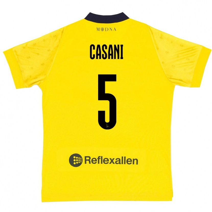 Danxen Dětské Iacopo Casani #5 Žlutá Tmavě Modrá Domů Hráčské Dresy 2025/26 Dres