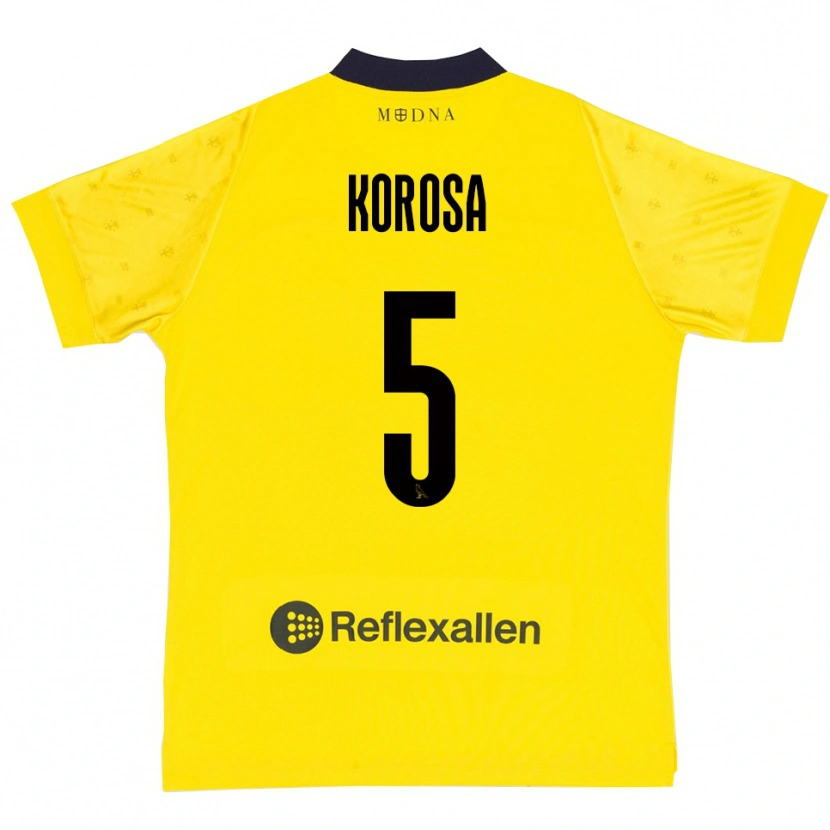 Danxen Dětské Anej Koroša #5 Žlutá Tmavě Modrá Domů Hráčské Dresy 2025/26 Dres