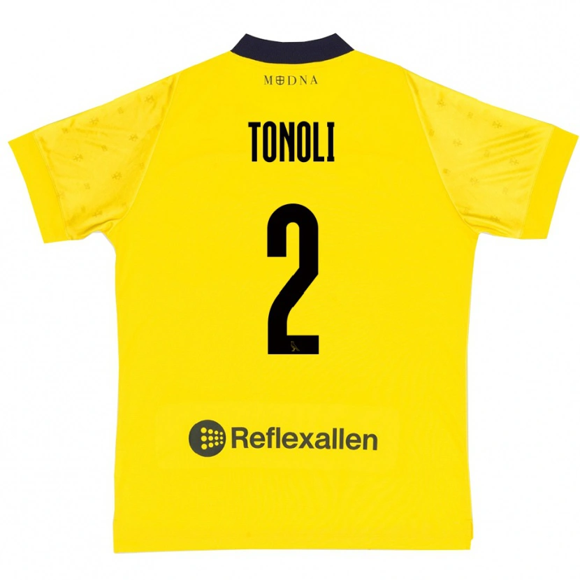 Danxen Dětské Daniel Tonoli #2 Žlutá Tmavě Modrá Domů Hráčské Dresy 2025/26 Dres