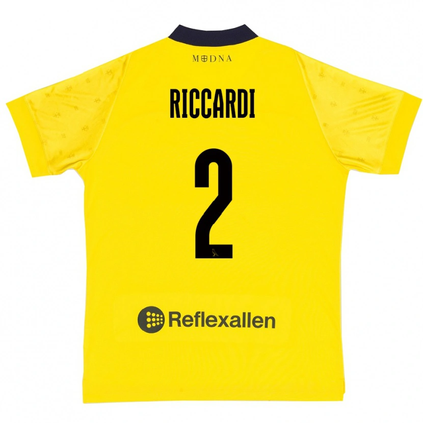 Danxen Dětské Marcello Riccardi #2 Žlutá Tmavě Modrá Domů Hráčské Dresy 2025/26 Dres