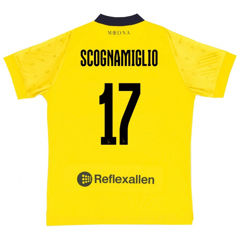 Danxen Dětské Giuseppe Scognamiglio #17 Žlutá Tmavě Modrá Domů Hráčské Dresy 2025/26 Dres