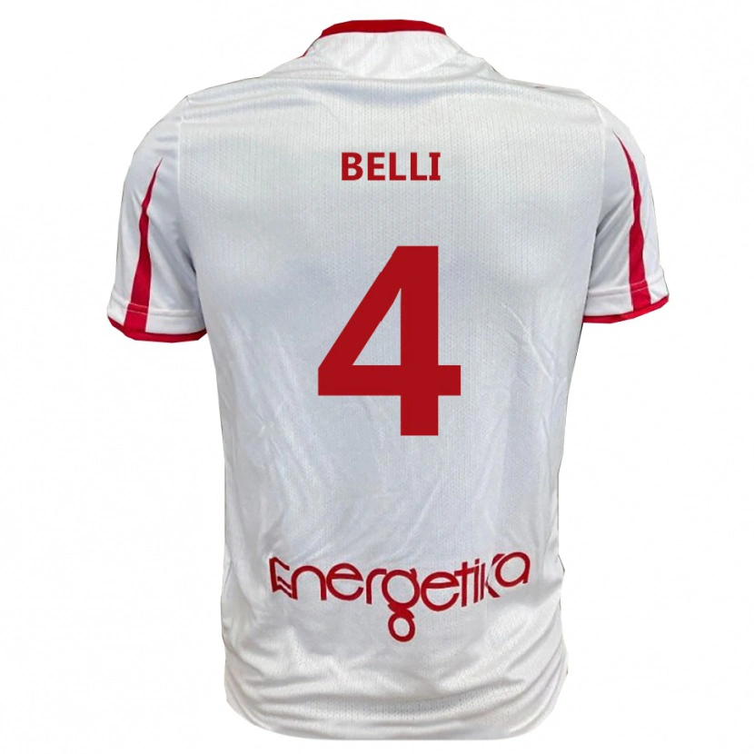 Danxen Dětské Francesco Belli #4 Bíločervená Domů Hráčské Dresy 2025/26 Dres