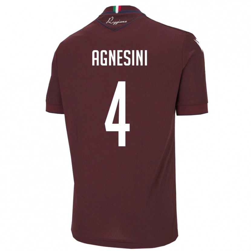 Danxen Dětské Alessandro Agnesini #4 Vínová Bílá Domů Hráčské Dresy 2025/26 Dres
