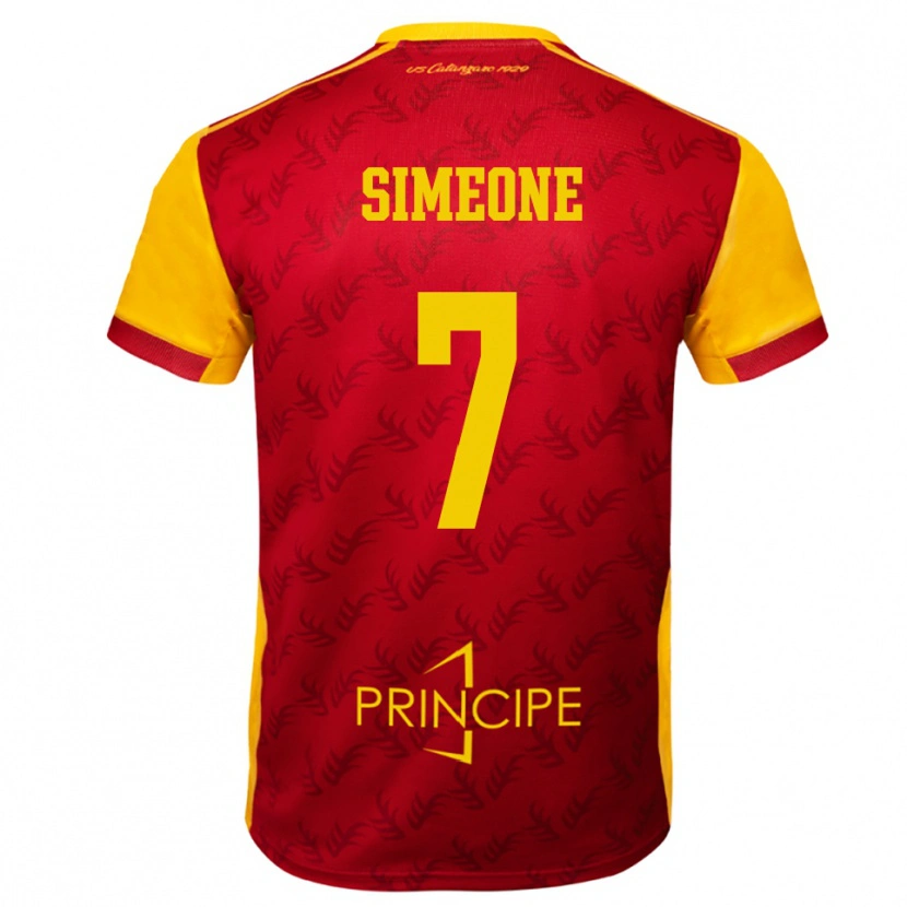 Danxen Dětské Mattia Simeone #7 Žlutočervená Domů Hráčské Dresy 2025/26 Dres