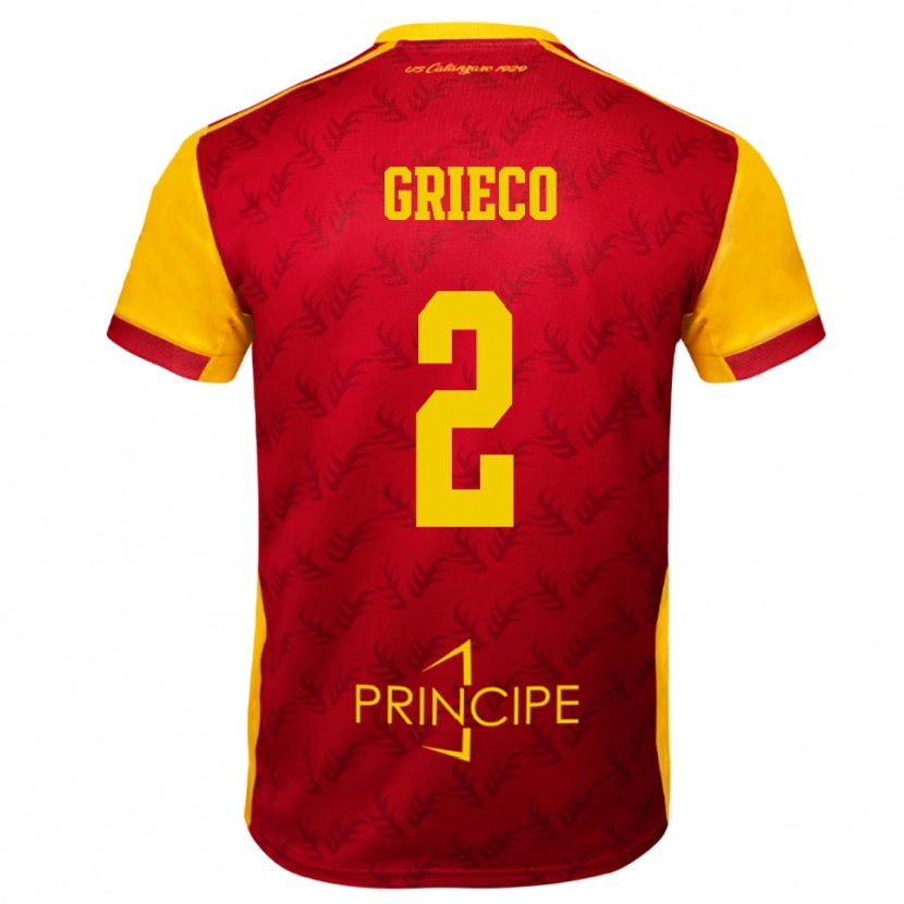 Danxen Dětské Salvatore Grieco #2 Žlutočervená Domů Hráčské Dresy 2025/26 Dres