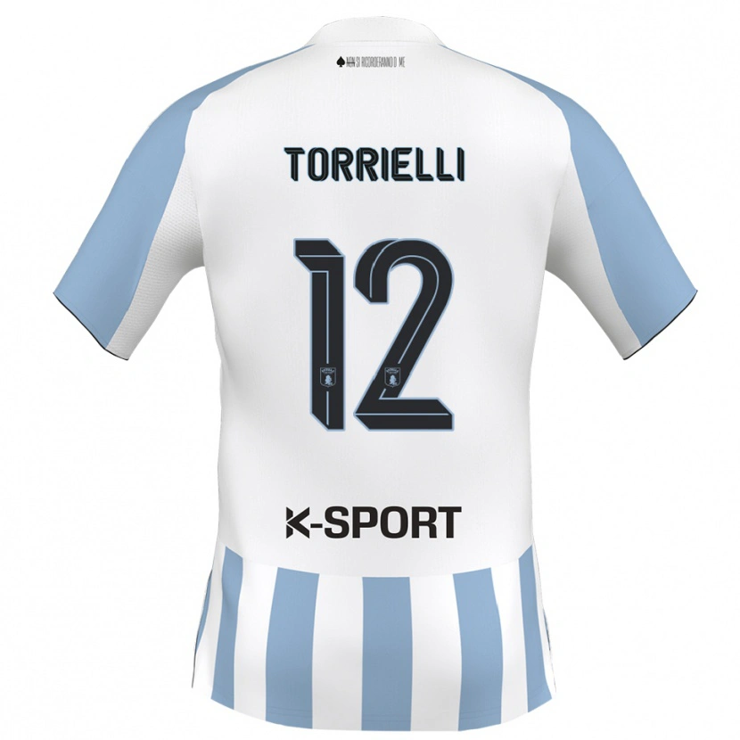 Danxen Dětské Edoardo Torrielli #12 Bílá Nebeská Modrá Domů Hráčské Dresy 2025/26 Dres