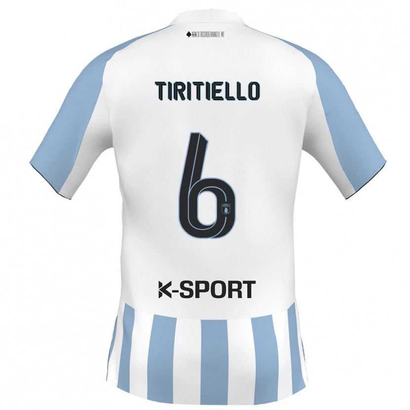 Danxen Dětské Andrea Tiritiello #6 Bílá Nebeská Modrá Domů Hráčské Dresy 2025/26 Dres
