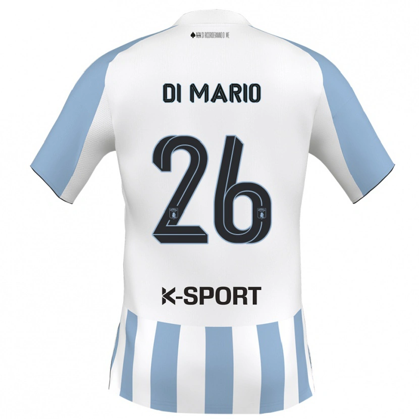 Danxen Dětské Stefano Di Mario #26 Bílá Nebeská Modrá Domů Hráčské Dresy 2025/26 Dres