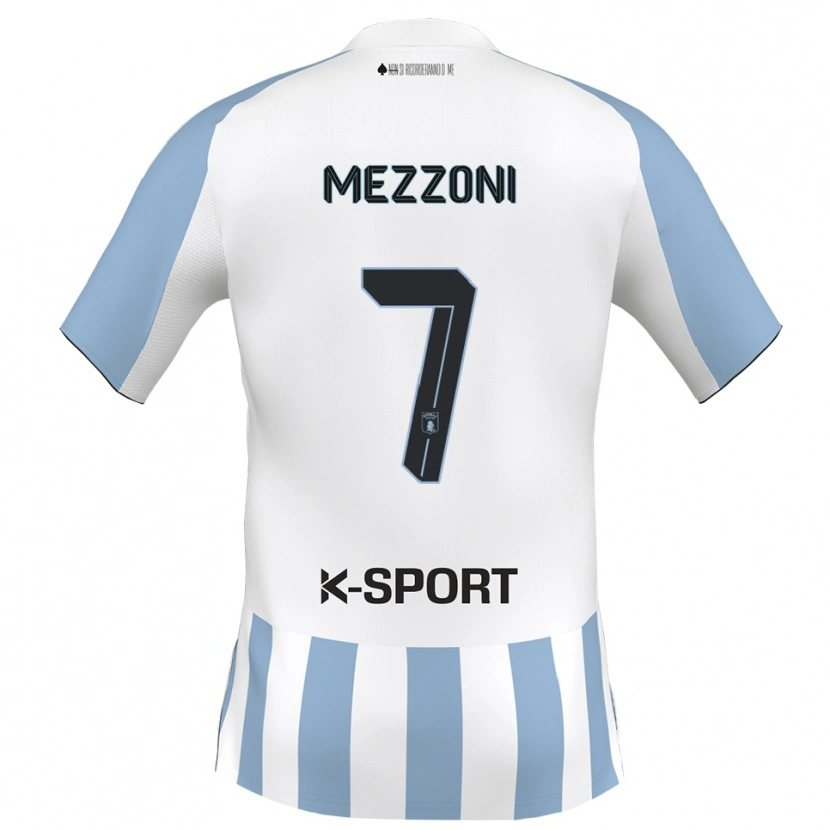 Danxen Dětské Francesco Mezzoni #7 Bílá Nebeská Modrá Domů Hráčské Dresy 2025/26 Dres