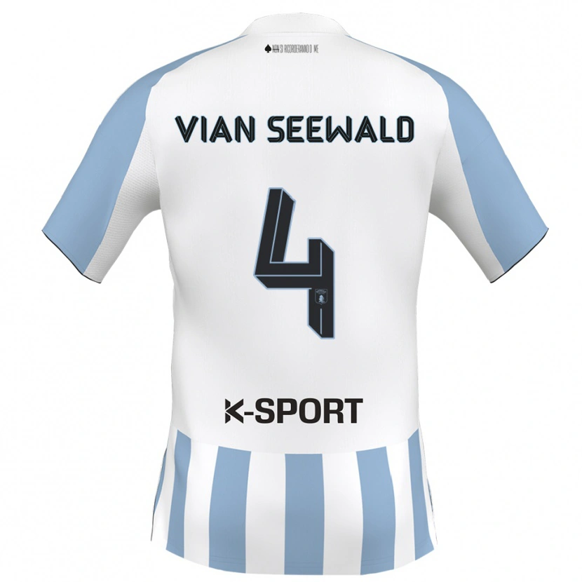 Danxen Dětské Pedro Vian Seewald #4 Bílá Nebeská Modrá Domů Hráčské Dresy 2025/26 Dres