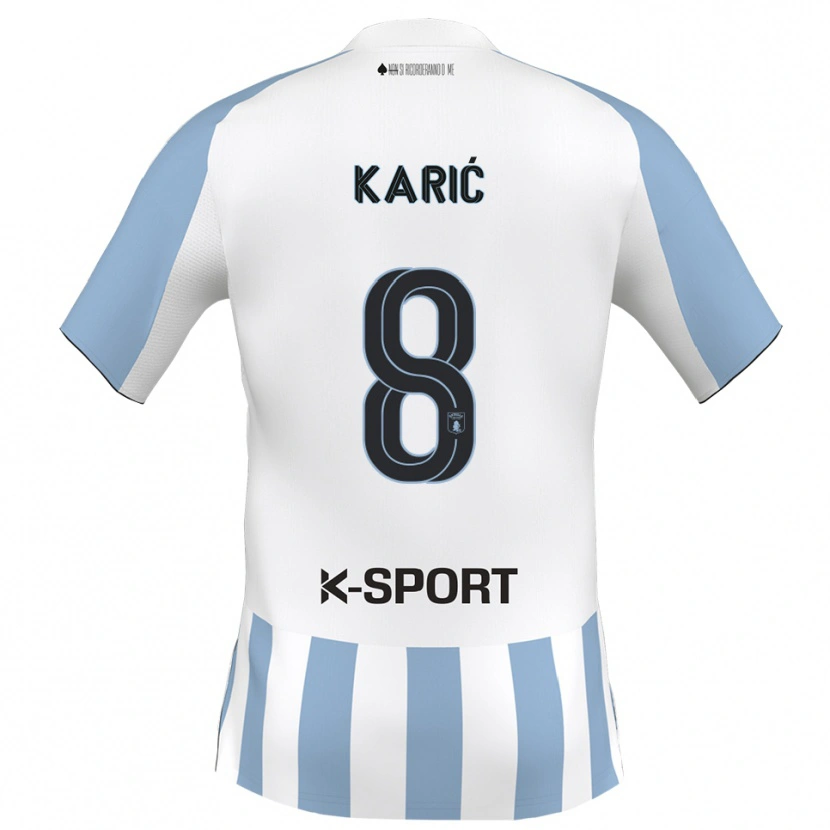 Danxen Dětské Nermin Karić #8 Bílá Nebeská Modrá Domů Hráčské Dresy 2025/26 Dres