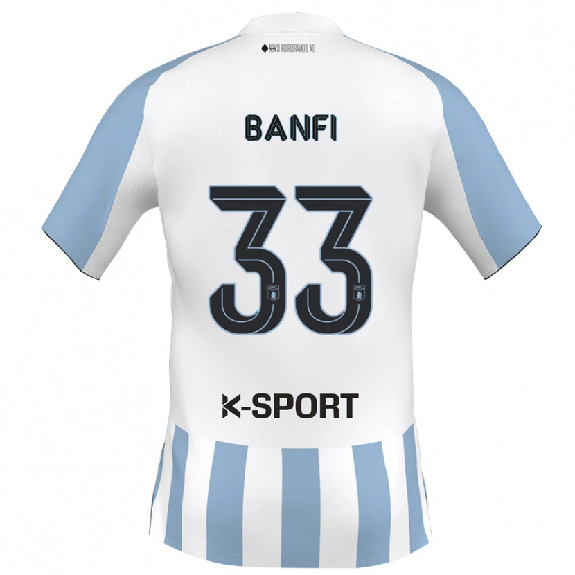 Danxen Dětské Emanuele Banfi #33 Bílá Nebeská Modrá Domů Hráčské Dresy 2025/26 Dres
