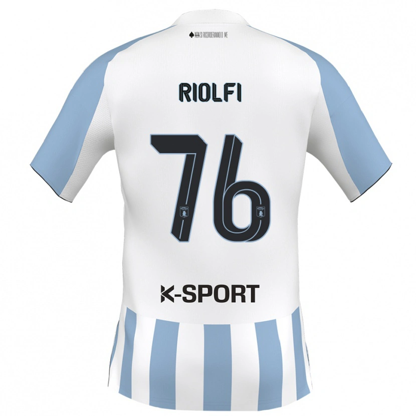 Danxen Dětské Emanuele Riolfi #76 Bílá Nebeská Modrá Domů Hráčské Dresy 2025/26 Dres