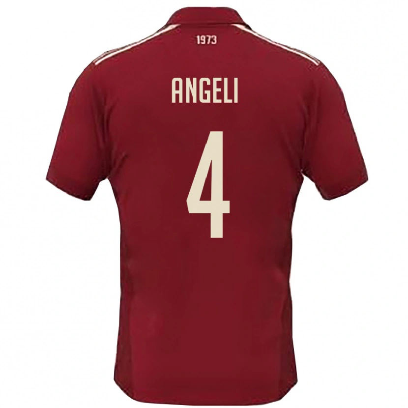 Danxen Dětské Matteo Angeli #4 Vínová Bílá Domů Hráčské Dresy 2025/26 Dres