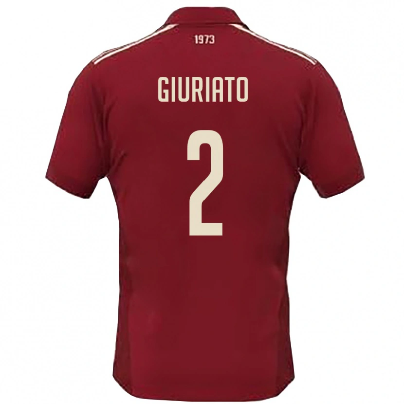 Danxen Dětské Filippo Giuriato #2 Vínová Bílá Domů Hráčské Dresy 2025/26 Dres
