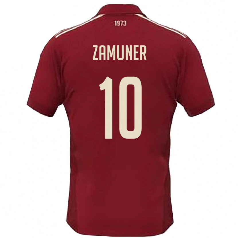 Danxen Dětské Mattia Zamuner #10 Vínová Bílá Domů Hráčské Dresy 2025/26 Dres