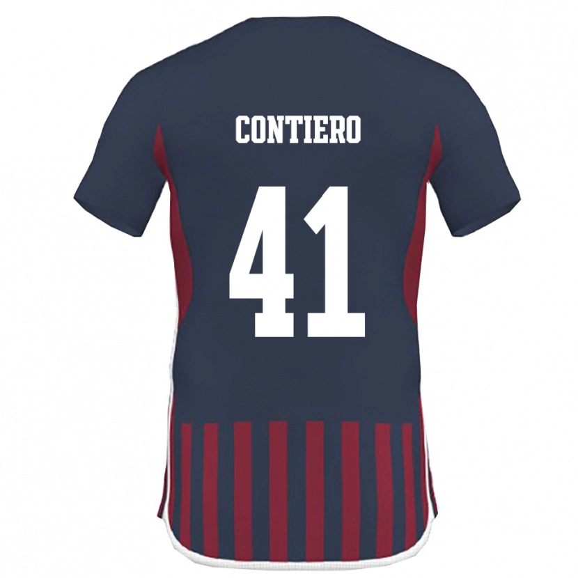 Danxen Dětské Edoardo Contiero #41 Tmavě Modrá Červená Domů Hráčské Dresy 2025/26 Dres