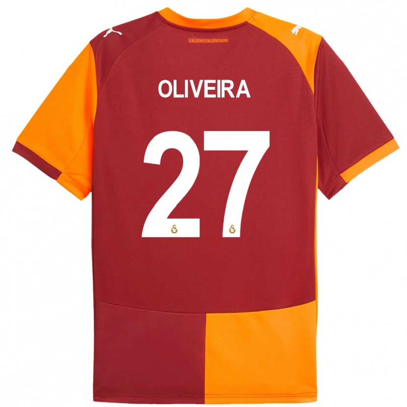 Danxen Dětské Sergio Oliveira #27 Červeno-Oranžová Domů Hráčské Dresy 2025/26 Dres