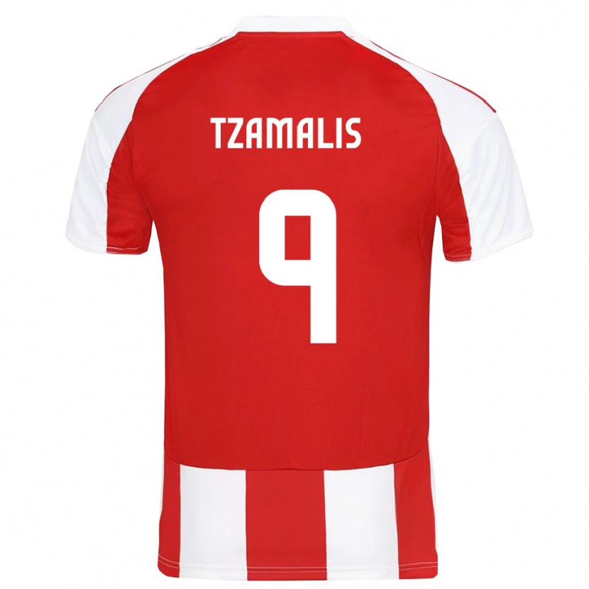 Danxen Dětské Alexandros Tzamalis #9 Červenobílá Domů Hráčské Dresy 2025/26 Dres