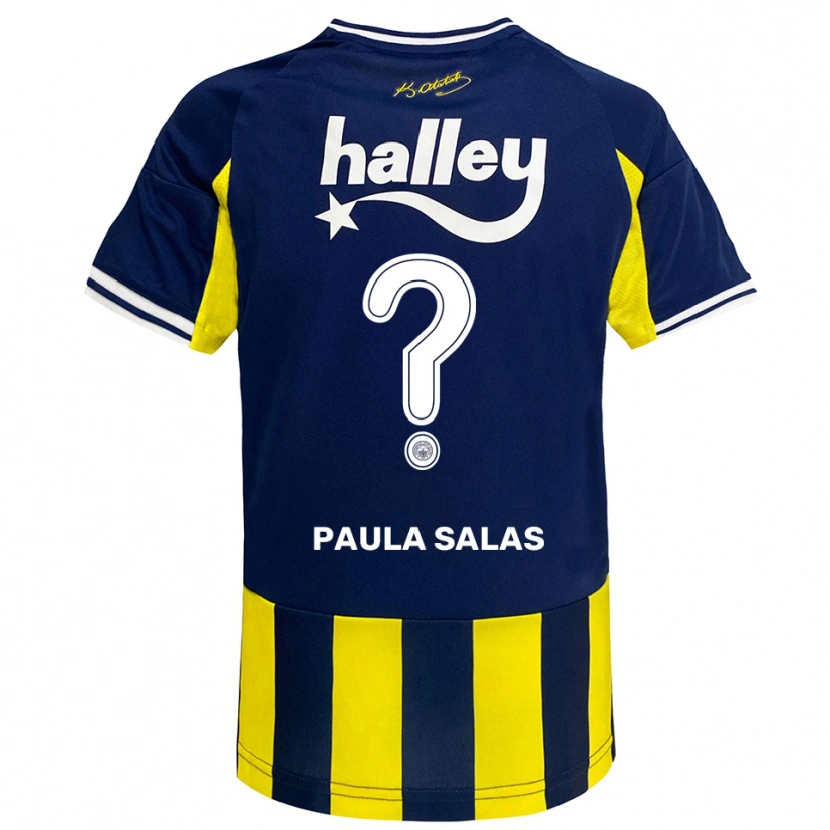 Danxen Dětské María Paula Salas #0 Žlutá Tmavě Modrá Bílá Domů Hráčské Dresy 2025/26 Dres